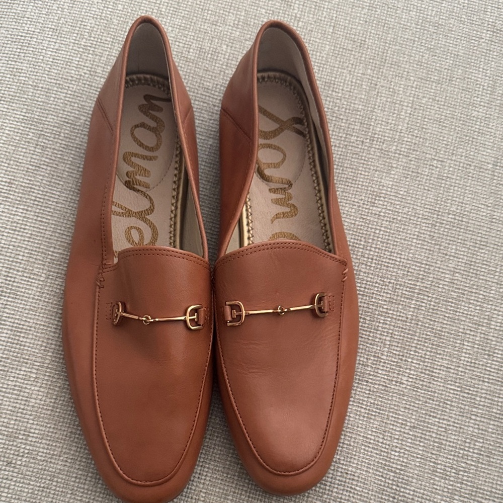 Sam Edelman Tan Loafers with Gold Accent - Picture 2 of 5